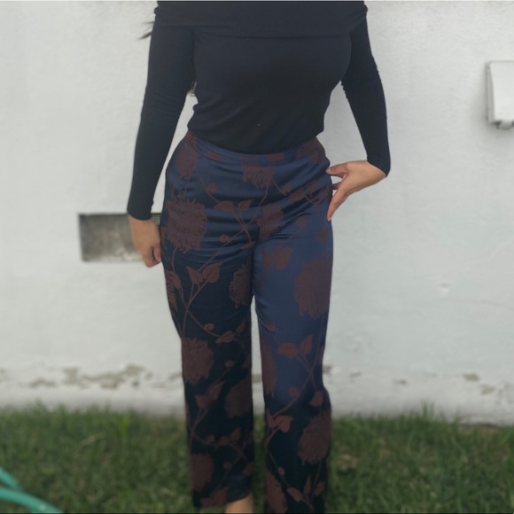 Zara Pants - FLORAL EMBROIDERED SILK PANTS